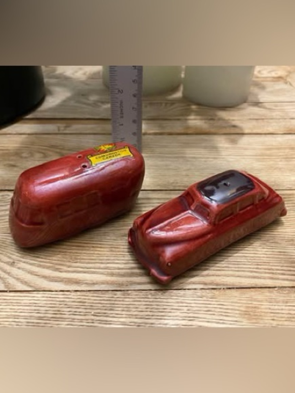 Vintage Ceramic Bus & Vintage Car Salt and Pepper Shakers - Edmundston, Canada